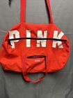 Victoria?s Secret PINK Gym Duffle Bag Red Orange Logo Weekender Travel VS PINK