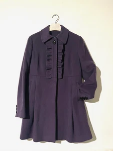 Edina Ronay Cashmere Coat 14 40" Wool Blend Purple Made Italy Midi Excellent - Picture 1 of 21