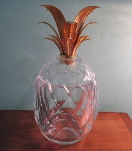 Mario Luca Giusti Synthetic Crystal Ananas Acrylic Pineapple Gold Plated Leaves - Picture 1 of 24