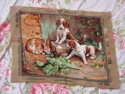 canevas brodé, " mes meilleurs amis"ouvrage ROYAL PARIS  48X37 cm - Photo 1/4