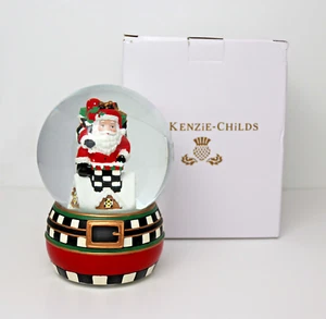 Mackenzie Childs Rooftop Musical Snow Globe "Here Comes Santa Claus" Belt Series - Picture 1 of 7