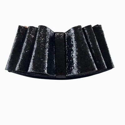 Black Glitter Bow Velvet Shimmering Preppy Princess Evening Bag Ted Baker London - Image 1 of 4