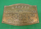 Antique Brass Wall Plaque VICTUALLERS NATIONAL DEFENCE LEAGUE YORKSHIRE Used