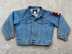 Vintage 90s Planet Hollywood Youth Denim Jacket Size M Blue Patch Green Day - Picture 1 of 10