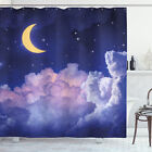 Moon Shower Curtain Stars In The Night Cosmic Print For Bathroom