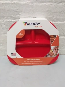 Arrow Home Products For Kids Assorted Plastic Square Divided Plate 4 pk - Picture 1 of 1