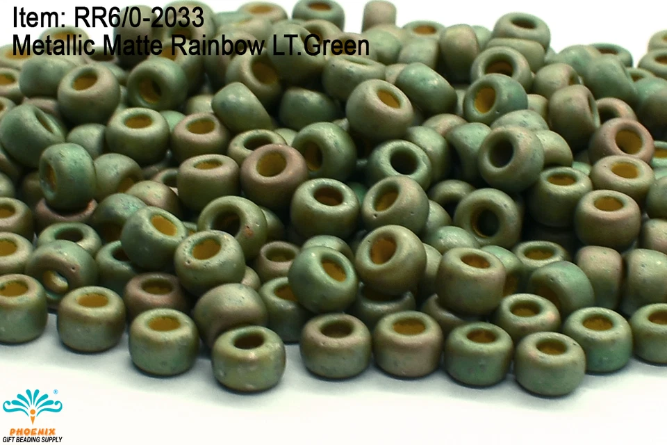 Miyuki Round Rocailles 6/0 Metallic Matte Rainbow LT.Green Seed Beads RR-2033 - Image 1 of 1
