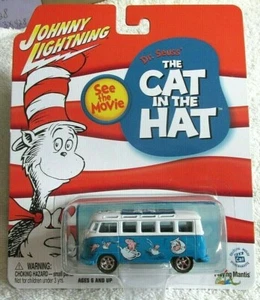Autobús Johnny Lightning gato en el sombrero 1965 VW Volkswagen samba furgoneta Dr. Seuss NISP - Imagen 1 de 1