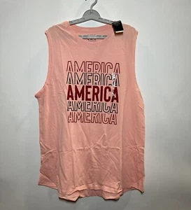 Women's Plus Size America Graphic Tank Top - Coral Pink 3X - Picture 1 of 2