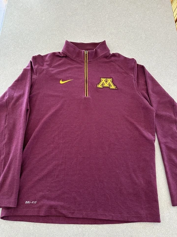 Men's Nike Dri-Fit 1/4 Zip Fleece Pullover Minnesota Gophers Maroon Size Large Cover