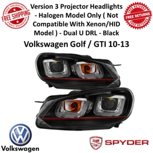 Spyder Signature Dual U DRL Black Projector Headlight For 10-13 VW Golf / GTI - Bild 1 von 12