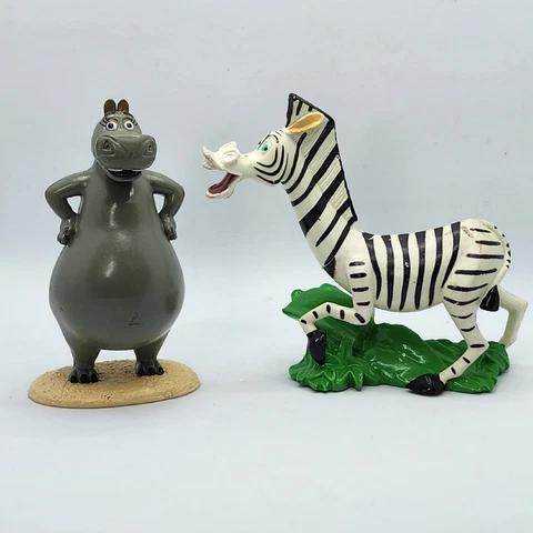 Madagascar PVC Figure Lot Cake Topper Decopac Marty Gloria Zebra Hippo Cover
