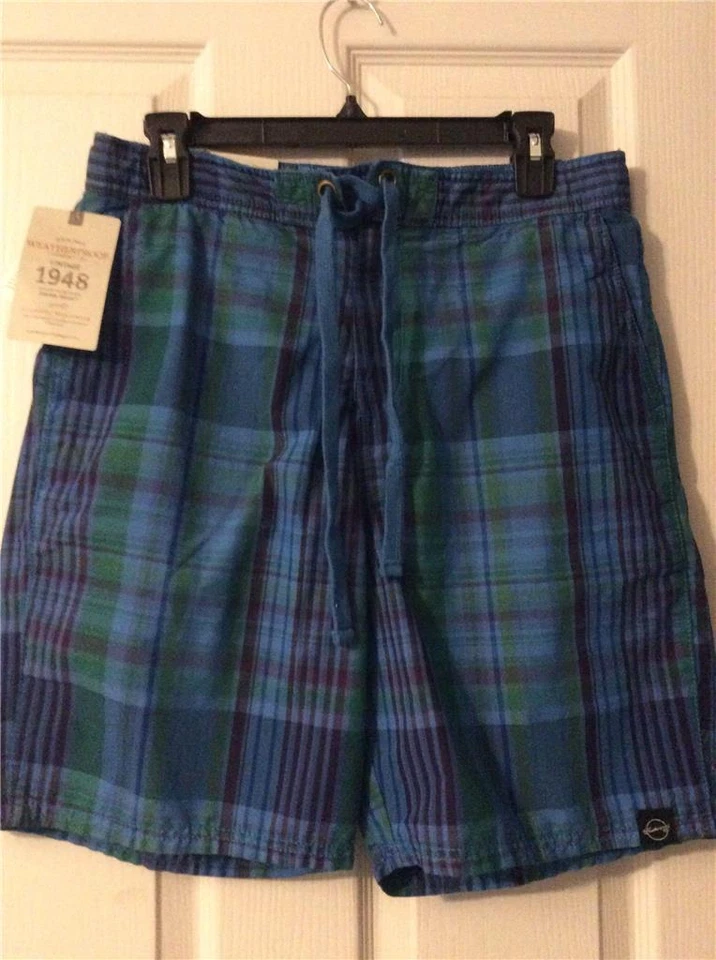 Nuevo bañador surf a cuadros azul vintage impermeable $60 para hombre M 31 32 bolsillos Foto 1 de 1