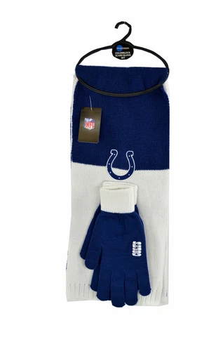 New 3PC NFL Indianapolis Colts Colorblock Scarf & Glove Gift Set Cover