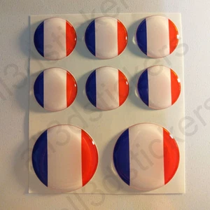 Autocollants France Adhésif Drapeau France 3D Résine Relief Autocollant Rond - Picture 1 of 2