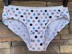 Hanes Girl Size 14 Polka Dot Vintage Hi-Cut Cotton Bikini Panties Underwear - Picture 1 of 6