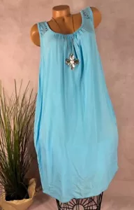 Luftiges Alinie Sommer Strand TUNIKA KLEID Italy 17263 TÜRKIS 40 42 44 - Bild 1 von 4