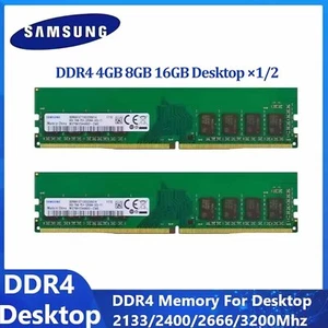 Samsung RAM DDR4 4GB 8GB 16GB 2133 2400 2666 3200 Desktop Memory DIMM 288pin Lot - Picture 1 of 8