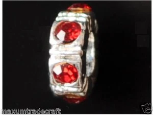 5pcs Agujero Grande (5mm) Rojo Estrás Anillo Spacer Cuentas Para Grueso Metal - Imagen 1 de 1