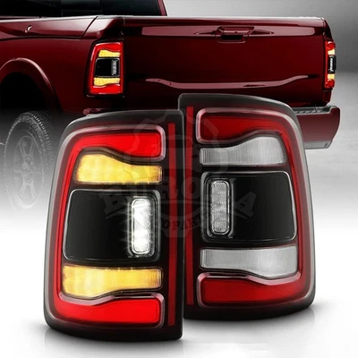 Pair For 2019-2024 Dodge RAM 2500 3500 Black Bezel LED Tail Lights w/ Blind Spot - Image 1 of 4