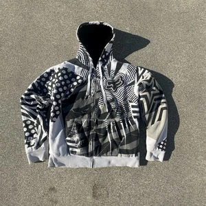 Vintage Fox Racing Sasquatch Fur Lined Hoodie Mens Large White Y2K Graphic Print - Picture 1 of 10