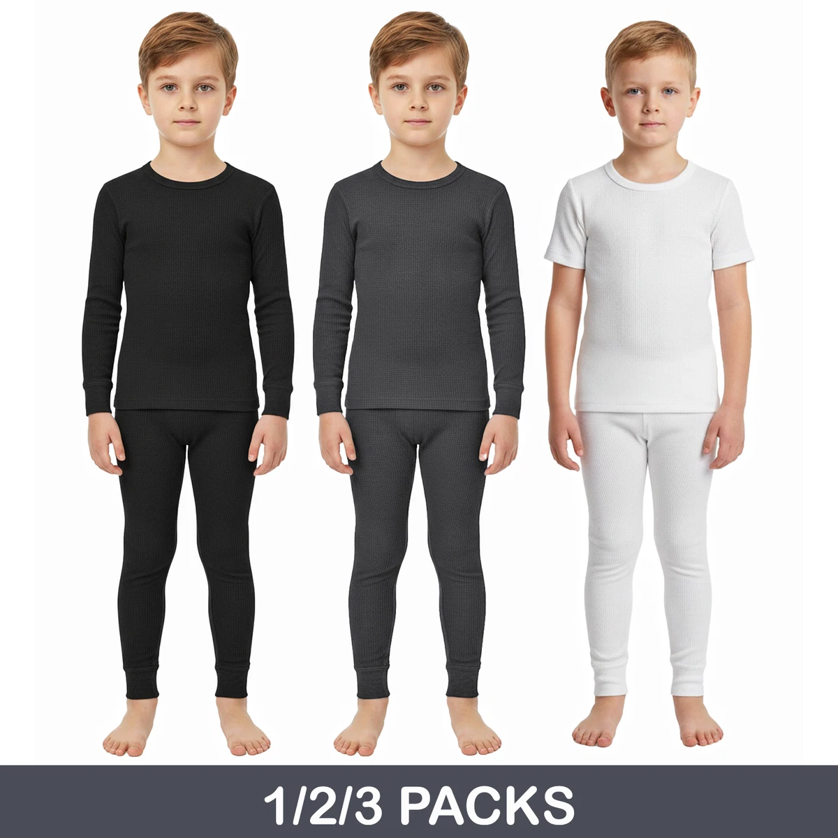 Rhino Children's Long Sleeve Thermal Underwear Top - Boys Base Layer Vest (White, LY-XLY) - View #9