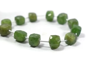 Genuine A++ Green Garnet Micro Faceted Cube Box Gemstone Craft Making Beads 6.5" - Picture 1 of 9
