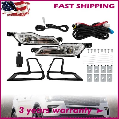 For 2018 2019 Ford Explorer 2*Clear LED Fog Light Kit W/Switch+Bezel+Wire NEW US - Image 1 of 4