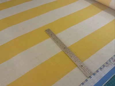 Tela de tapicería a rayas amarillas y crema 31” X 252” 7 yardas lona pesada Foto 1 de 3