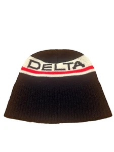 Vintage Delta Air Lines Strick Beanie Strumpf Mütze Mütze braun 70er 80er Luftfahrt Souvenir - Bild 1 von 6