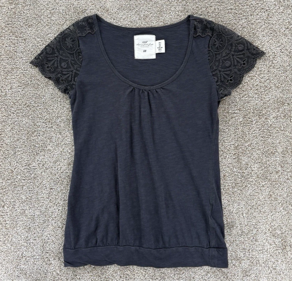 L.O.G.G. Top manga encaje H&M para mujer S negro caprichoso oscuro hada grunge Y2K Foto 1 de 4