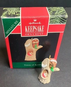Hallmark Keepsake Ornament 1992 Visions Of Acorns Miniature - Imagen 1 de 9