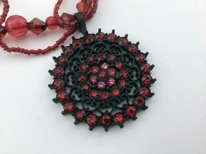 Vintage Halskette schwarz/rot Anhänger Fashion Statement 17-19” Y2K Glitzer 90’er - Bild 1 von 6