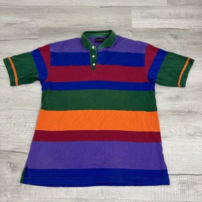Vintage Gant Multicolor Striped Color Block Short Sleeve Polo Shirt Mens Large - Image 1 of 4