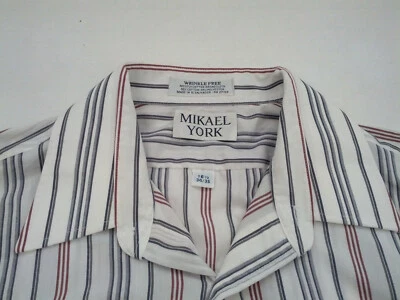 Camisa masculina listrada vintage manga longa 16,5 marca Mikael York  - Imagem 1 de 4
