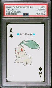 2000 Pokemon Silver Playing Card #152 Chikorita Ace of Clubs PSA 10 - Picture 1 of 2