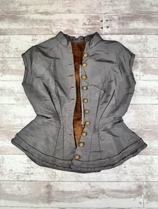 Antique Victorian 1890s Blue Silk Bodice Tailored Jacket w/ Boning AS IS - Picture 1 of 18