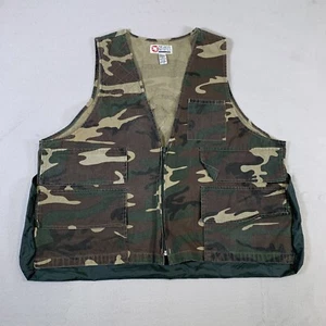 Vintage Sports Afield Hunting Vest Mens XL Green Brown Full Zip Outdoors U55 - Picture 1 of 11
