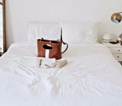 Juego de sábanas dobles suaves lisas blancas 100 % algodón Home Hillcrest 300 hilos venta Foto 1 de 4