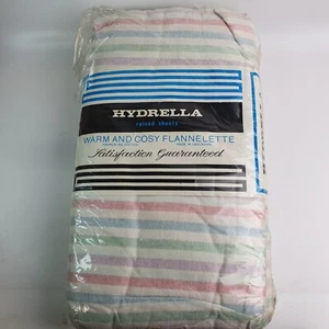 Vintage Pair 1970's Candy Stripe Pastel Brushed Flannelette Bed Sheets 70"x100" - Picture 1 of 8