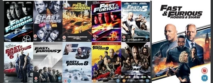FAST AND FURIOUS 11 FILM MOVIE COLLECTION DVD PART 12 3456789 10 + HOBBS & SHAW - Image 1 of 1