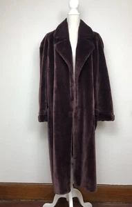 TYBER Women's Size M Long Maroon Burgundy Fur Plush Coat Made In France - Picture 1 of 10