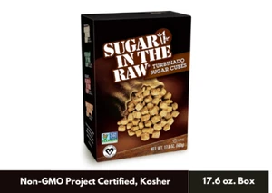 Raw Turbinado Sugar Cubes, 17.6 oz Box, Non-GMO, Kosher, Vegan, Gluten Free - Picture 1 of 4