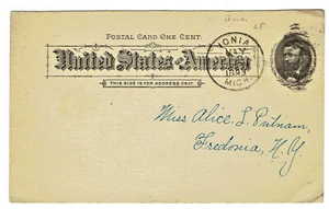 Tarjeta postal Scott UX10 Tipo I publicada por Ionia Michigan 1893 cancelación manual - Imagen 1 de 2