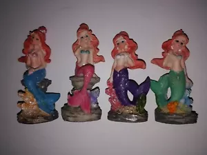 4 Dekofiguren Meerjunfgrauen, 5 cm Dekoration Figur Nixe Meerjungfrau Märchen - Bild 1 von 1