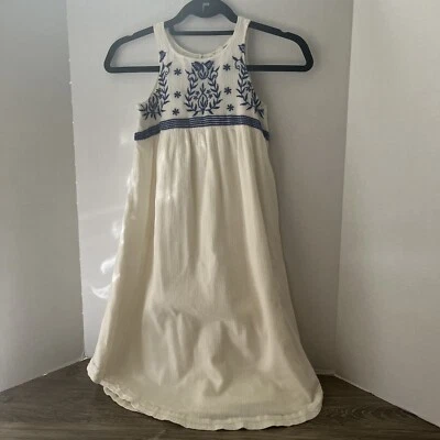 Vestido Tucker And Tate Niñas Cerradura Sin Mangas Gauzy Blanco Azul Bordado Pequeño Foto 1 de 4