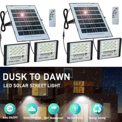 600W LED Solar Flood Lights Outdoor Street Light Dusk to Dawn Wall Lamp 1/2Pcs - Image 1 of 4