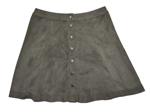 Abercrombie & Fitch Women 2 Faux Suede Olive Drab Button Front 16" Mini Skirt - Picture 1 of 7