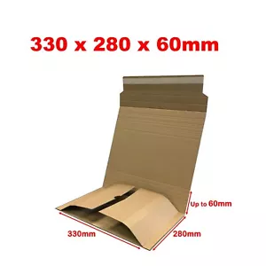 (5x) Book Mailer 330 x 280 x 60mm Self Adhesive Cardboard Wrap Around Mailer - Picture 1 of 1