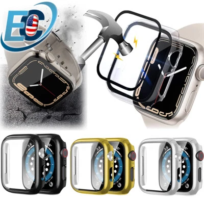 For iWatch Series 11 10 9 8 41-46mm Full Cover Case Hard Glass Screen Protector - Image 1 of 4
